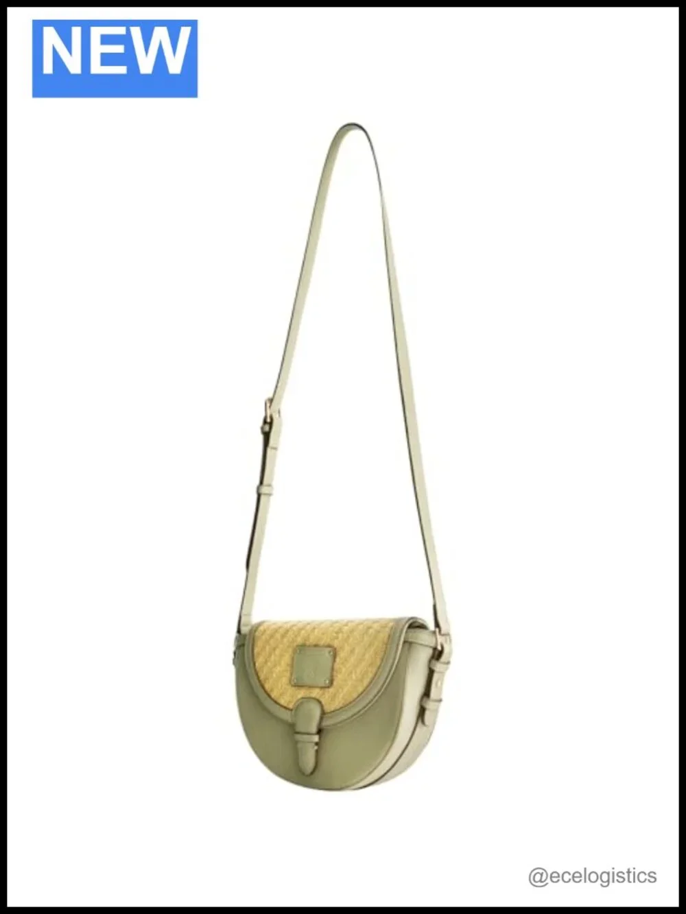 Woven Raffia Textured Faux Leather Crossbody Bag with Gold Hardware